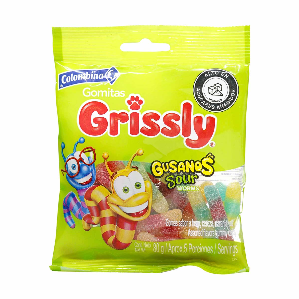 Gomas Grissly Gusanos Empaque x 80 g