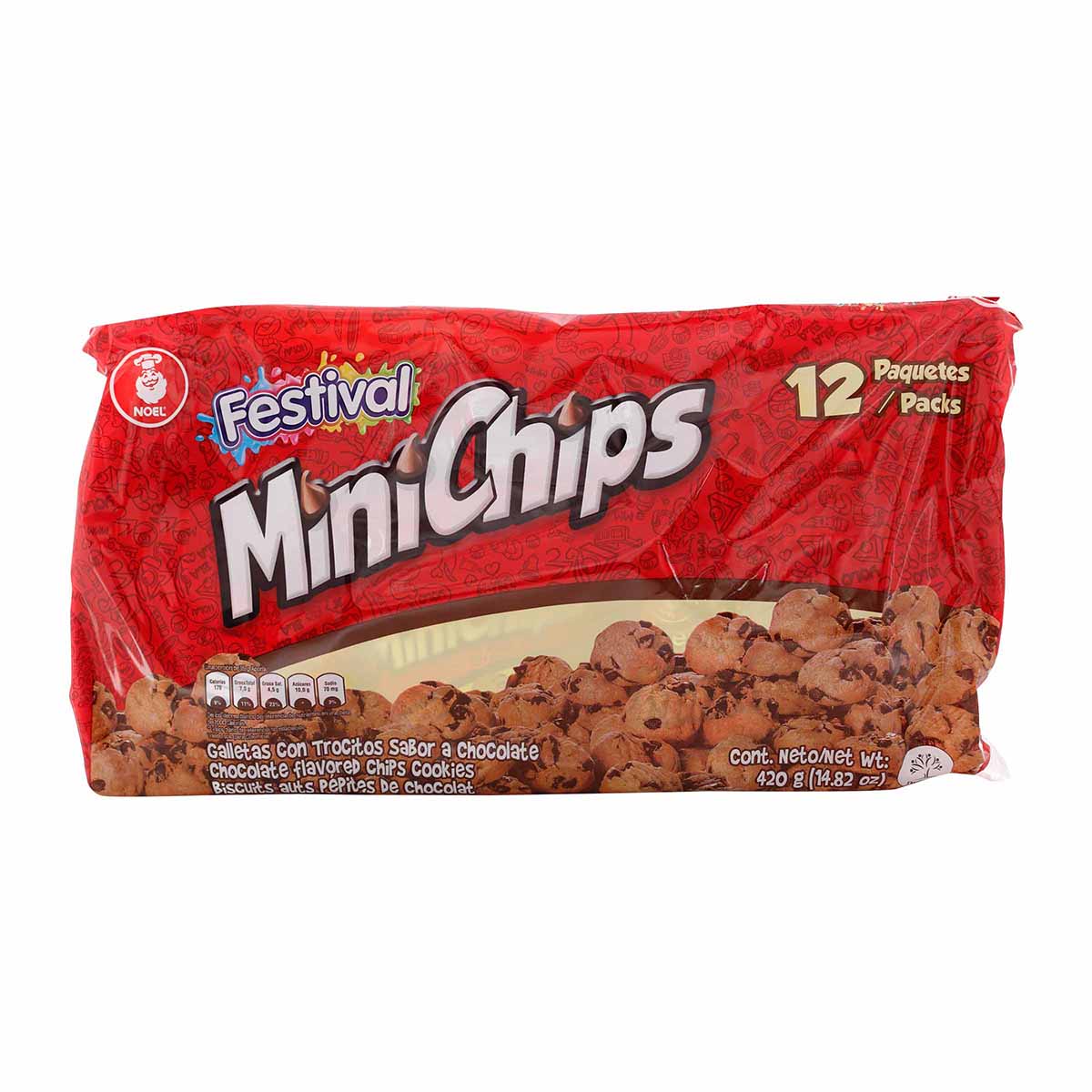 Galletas Festival Minichips Con Trocitos De Chocolate Paquete X 12 Uds.