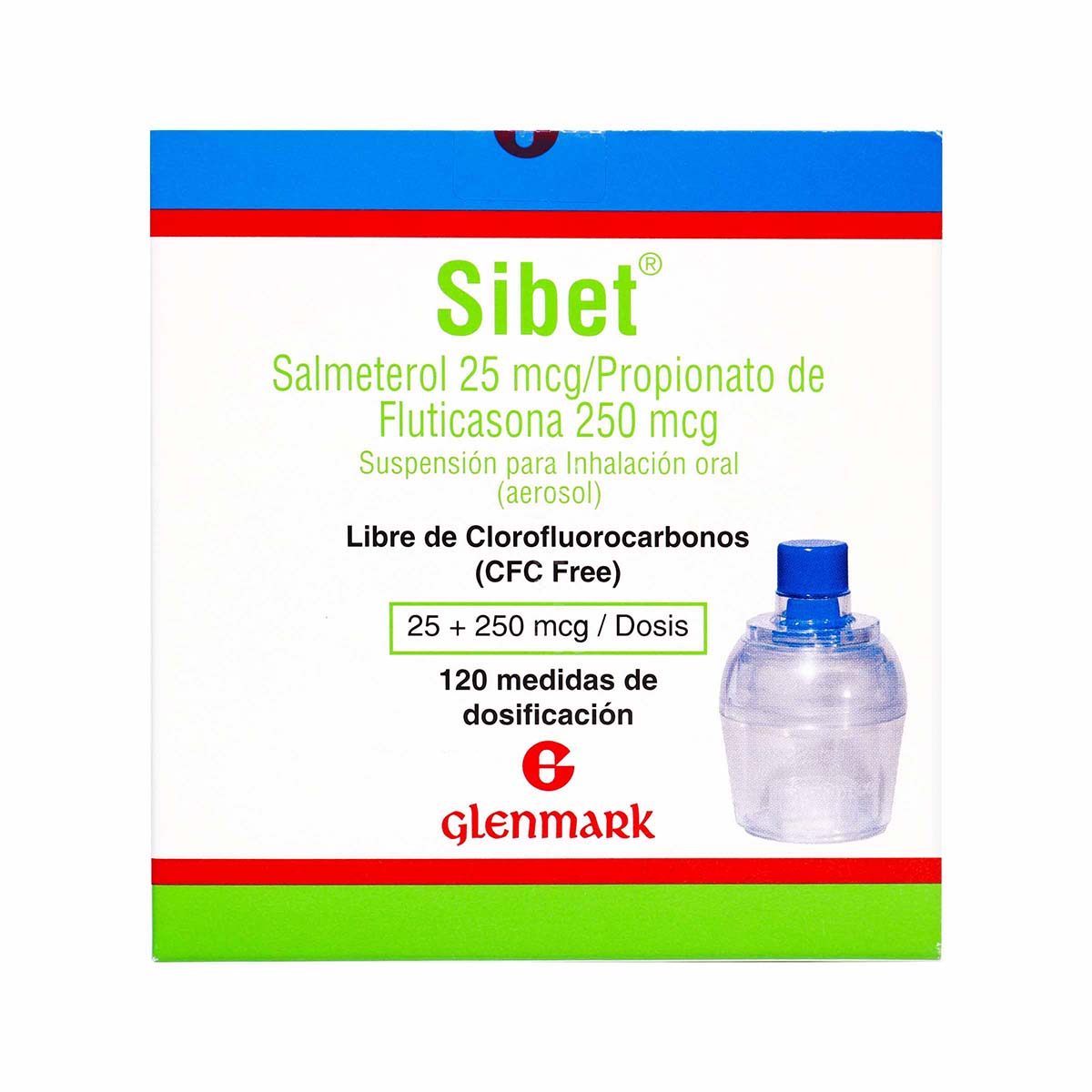 Suspensión Para Inhalación Oral Sibet 25 + 250 Mcg Glenmark Aerosol X 120 Dosis.