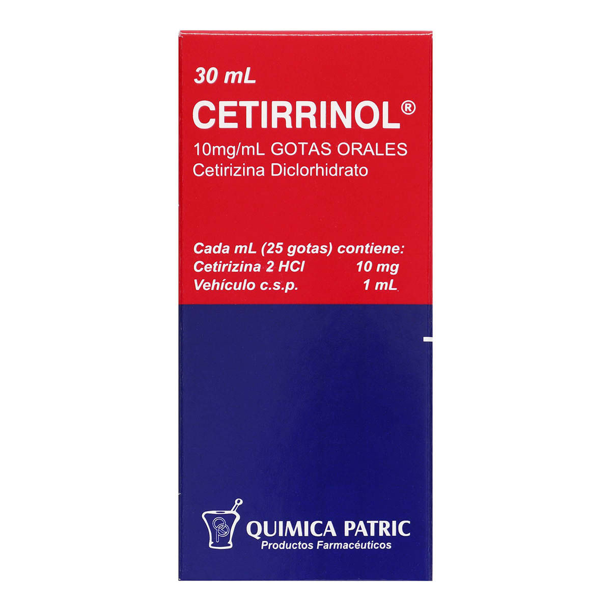Cetirrinol 10 Mg/1 Ml Química Patric Gotas Frasco X 30 Ml.