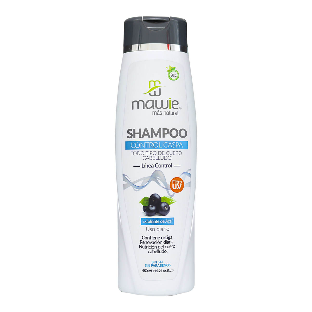 Shampoo Control Caspa Mawie Línea Control Exfoliante de Acai Frasco x 450 mL