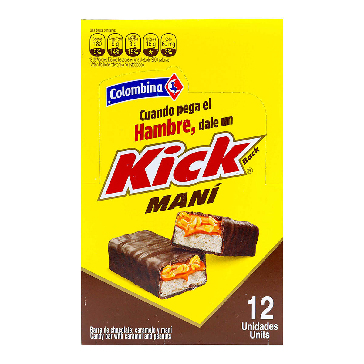 Barra Chocolate Kick Maní Caja X 12 Uds.
