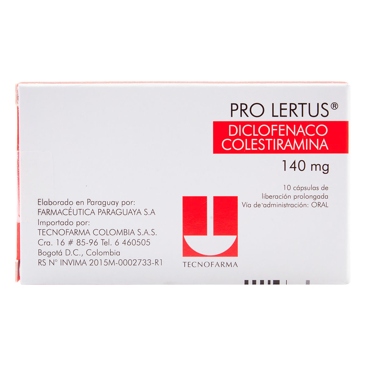 Pro Lertus 140 Mg Tecnofarma Caja X 10 Cápsulas.