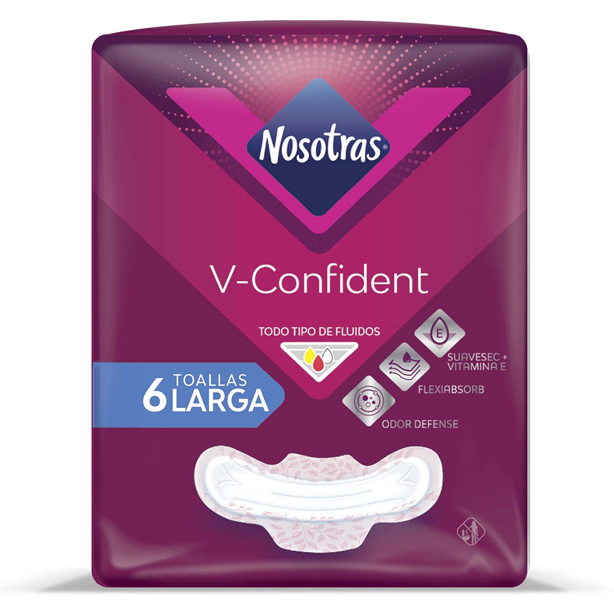 Toallas Nosotras V-Confident Larga Paquete x 6 uds.