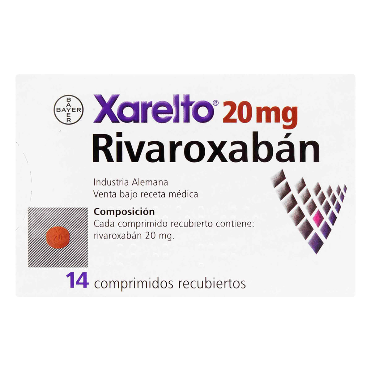 Xarelto 20 Mg Bayer Caja X 14 Comprimidos Recubiertos.