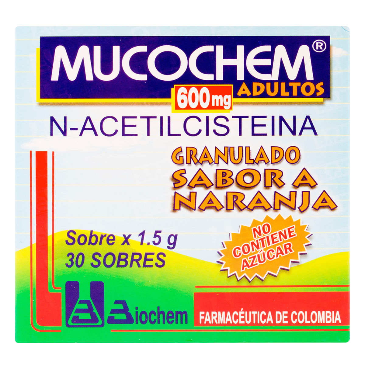 Mucochem 600 Mg Biochem Granulado Naranja Caja X 30 Sobres.