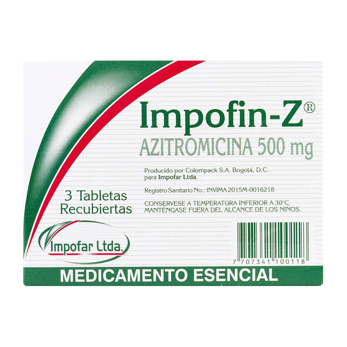 Impofin-Z 500 Mg Azitromicina Impofar Caja X 3 Tabletas Recubiertas.