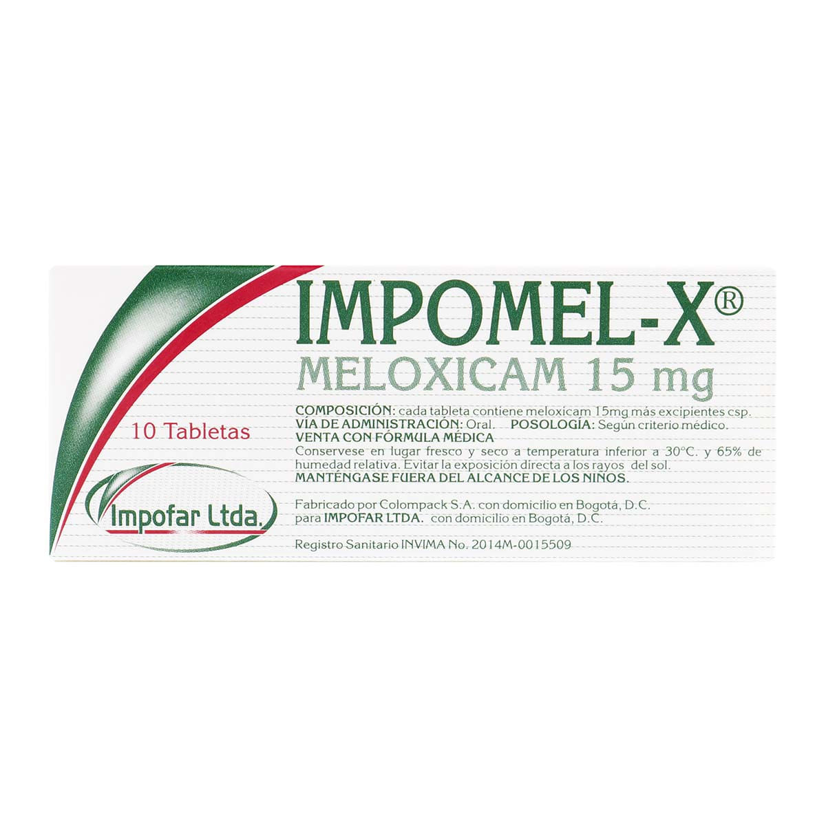 Impomel-X 15 Mg Meloxicam Impofar Caja X 10 Tabletas.