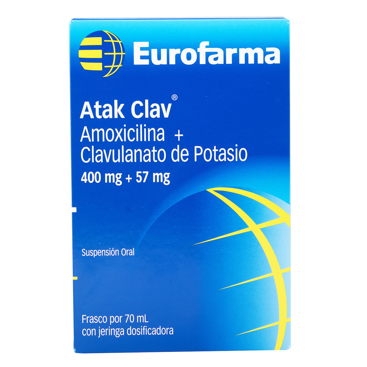 Suspensión Oral Atak Clav 400 Mg/57 Mg Eurofarma Frasco X 70 Ml.