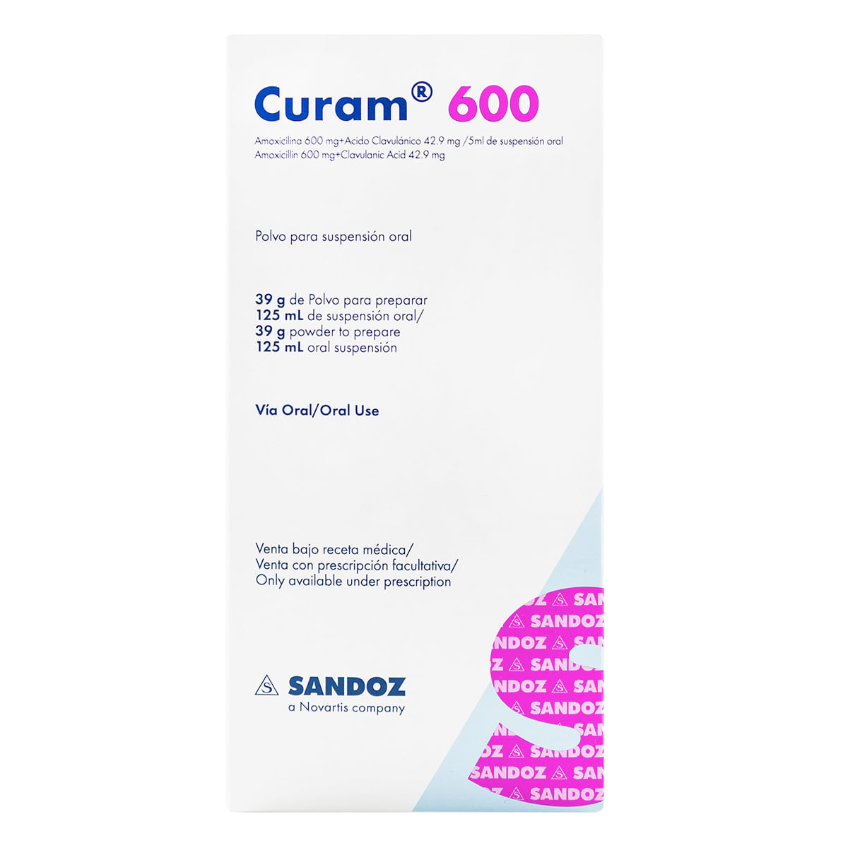 Suspensión Oral Curam 600 Mg Sandoz Frasco X 125 Ml.