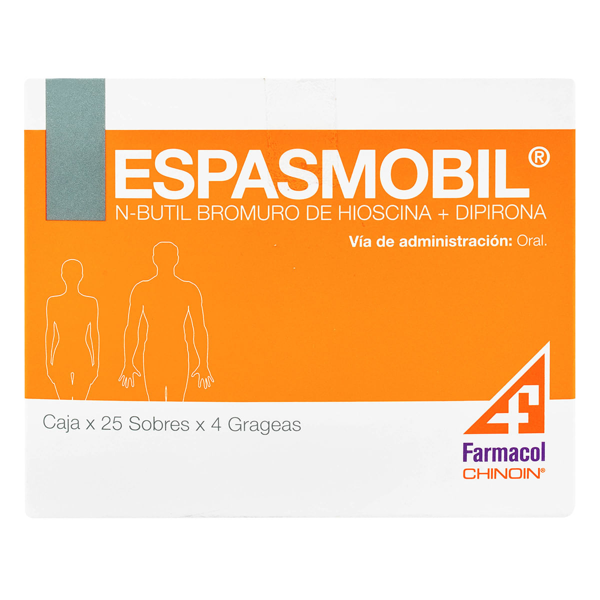 Espasmobil Farmacol Chinoin Caja X 25 Sobres X 4 Grageas.