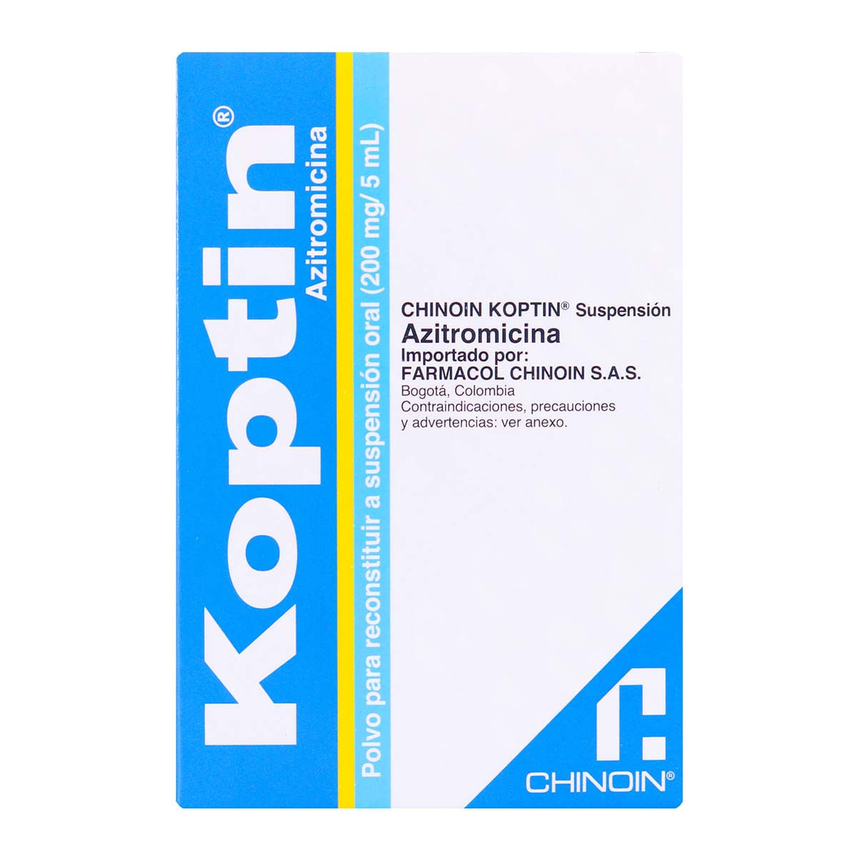 Suspensión Oral Azitromicina 200 Mg/5 Ml Chinoin Koptin Polvo Frasco X 16 G.
