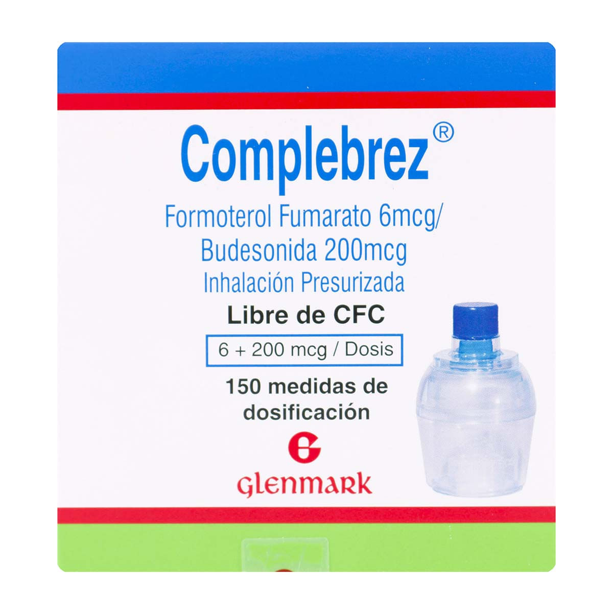 Inhalación Presurizada Complebrez 6 + 200 Mcg Libre De Cfc Glenmark Inhalocámara X 150 Dosis.