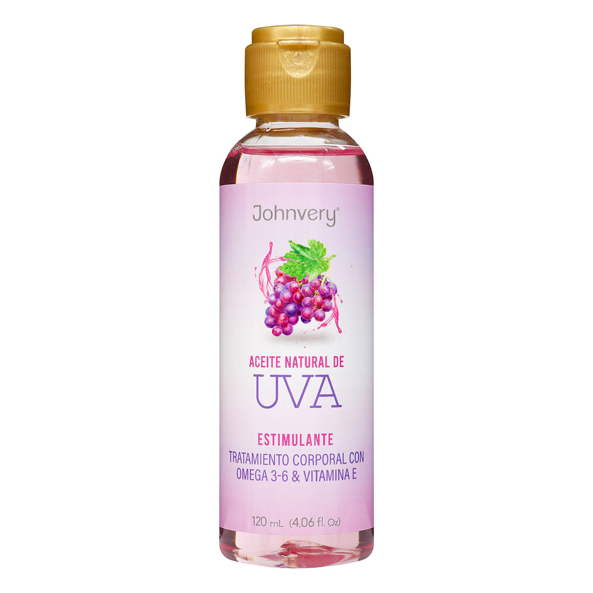 Tratamiento Corporal Johnvery Aceite Natural de Uva Estimulante Frasco x 120 mL