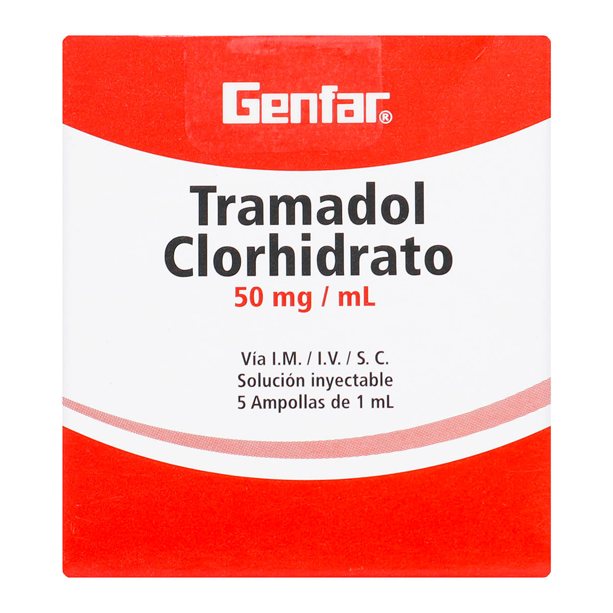 Solución Inyectable Tramadol Clorhidrato 50 mg Genfar Caja x 5 Ampollas