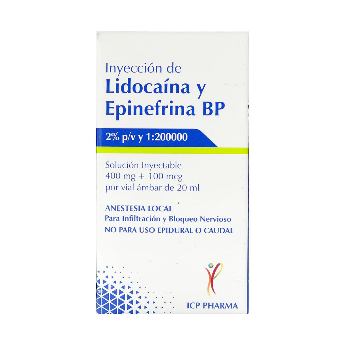 Solución Inyectable Lidocaína 2% + Epinefrina 1200UI Frasco x 20 mL