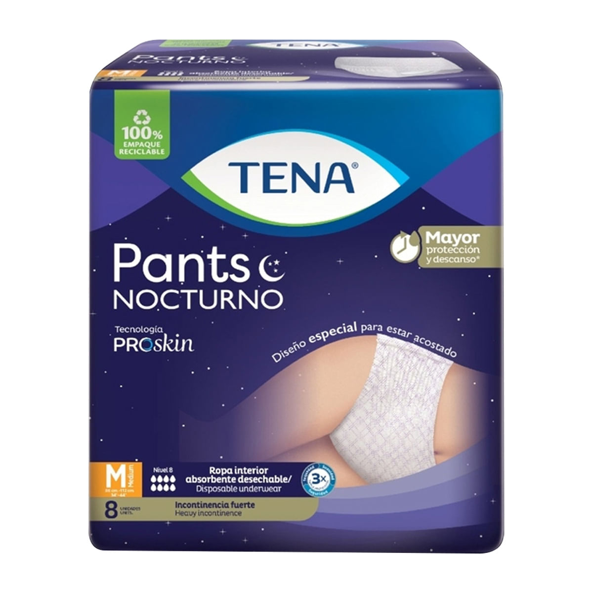 Tena Pants Nocturnos Talla M Paquete x 8 uds