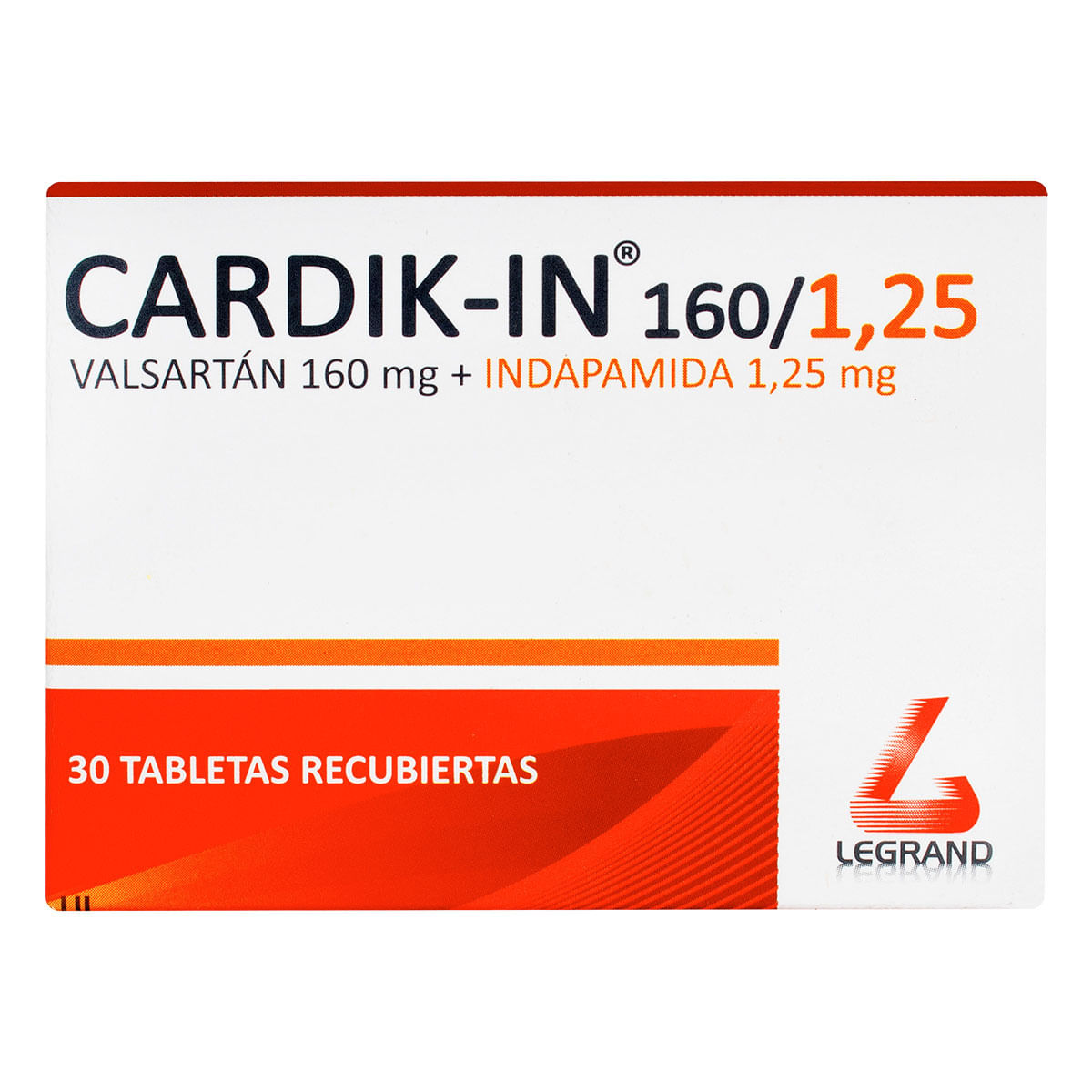 Cardik-In 160 Mg/1.25 Mg Legrand Caja X 30 Tabletas Recubiertas.