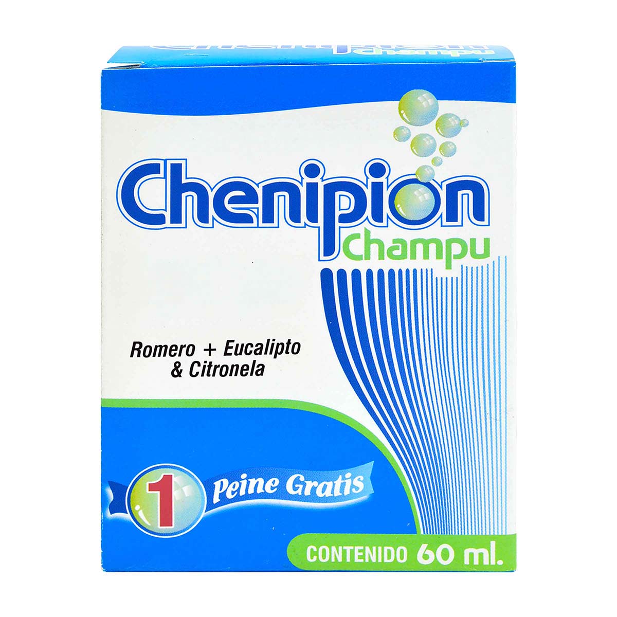 Champú Chenier Chenipion Frasco x 60 mL + 1 Peine gratis.