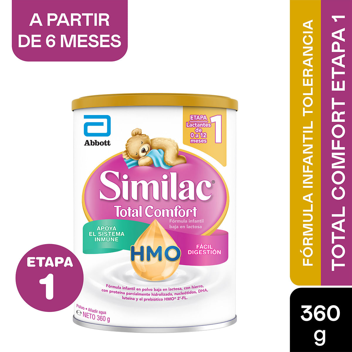 Fórmula Infantil Abbott Similac 1 Total Comfort Pro-Sensitive 0-12 Meses Polvo Tarro X 360 G.