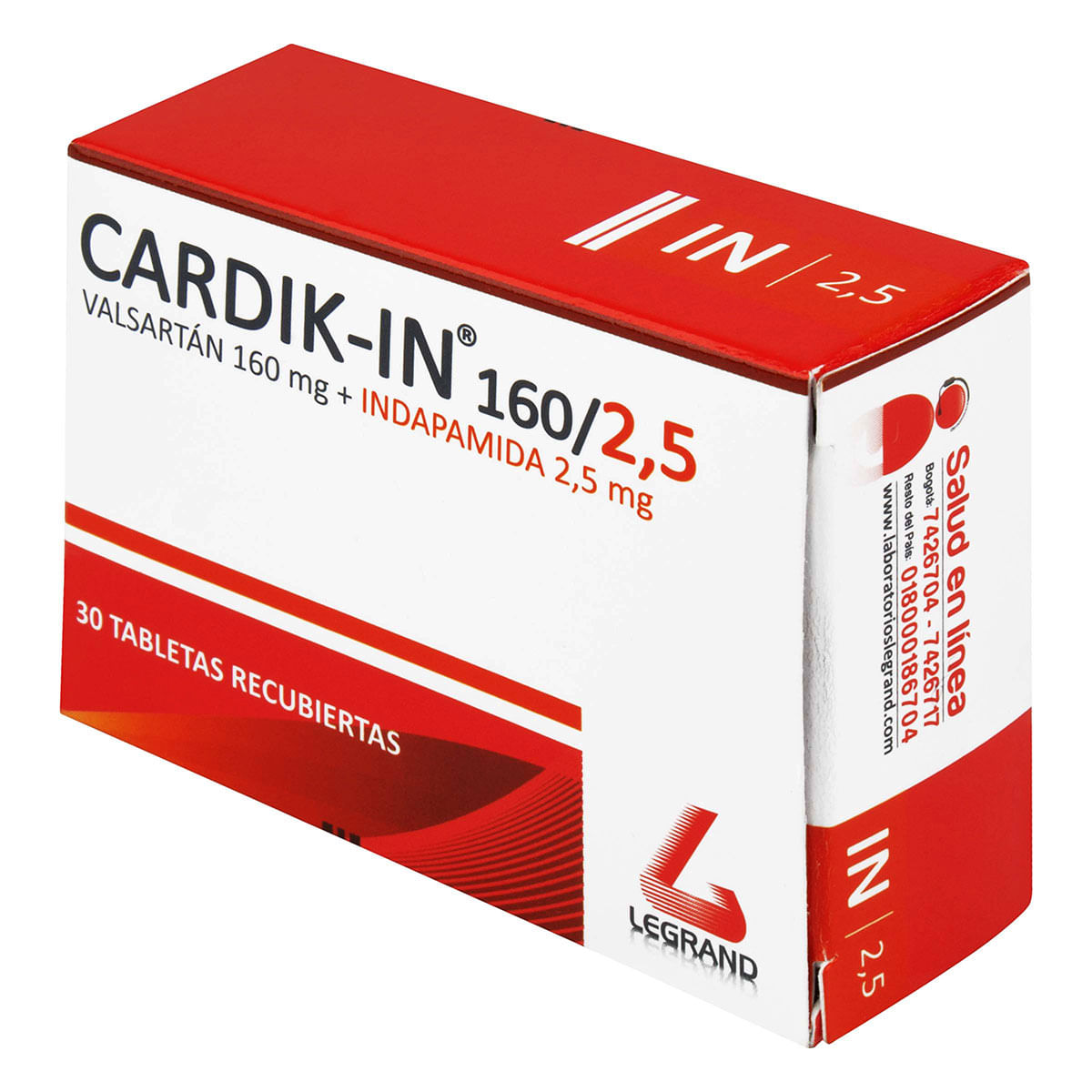 Cardik-In 160 Mg/2.5 Mg Legrand Caja X 30 Tabletas Recubiertas.