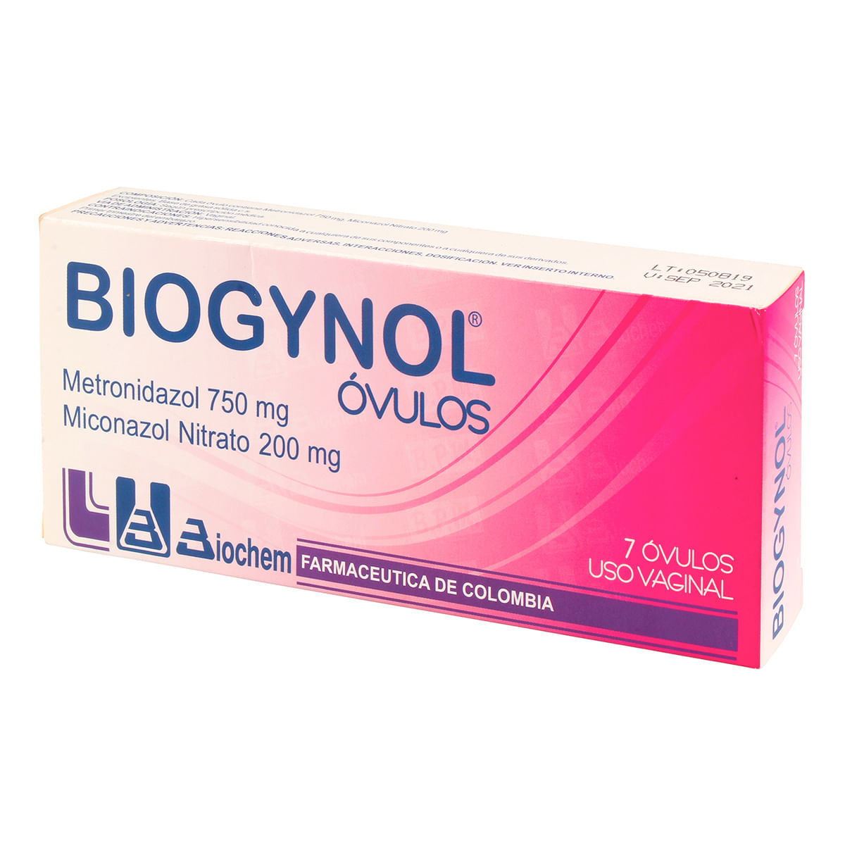 Óvulo Vaginal Biogynol 750 Mg/200 Mg Biochem Caja X 7 Uds.