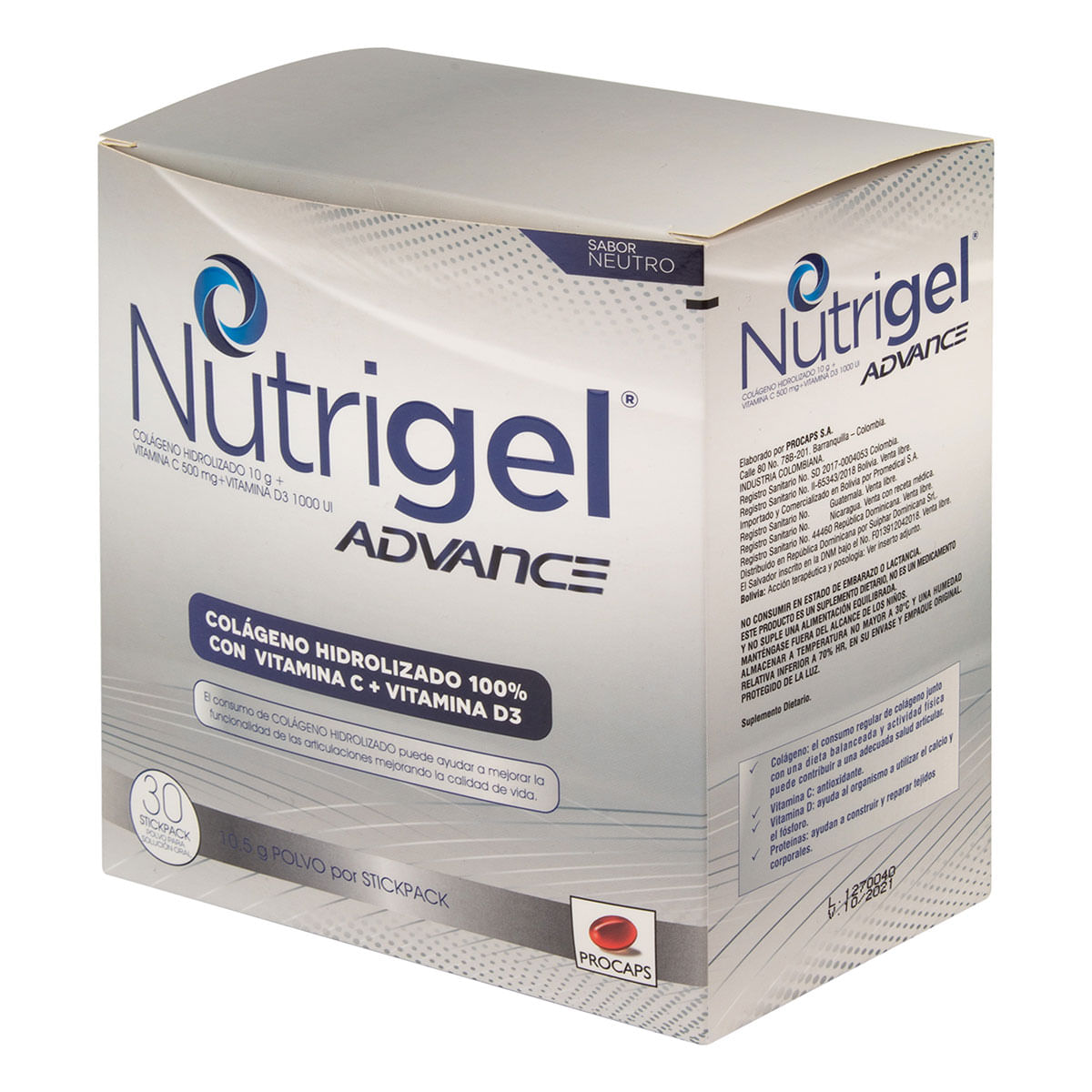 Nutrigel Advance Procaps Neutro Polvo Stick Pack X 10.5 G Caja X 30 Uds.
