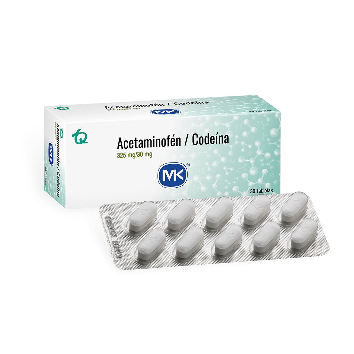 Acetaminofén/Codeína 325 Mg/30 Mg Mk Caja X 30 Tabletas.