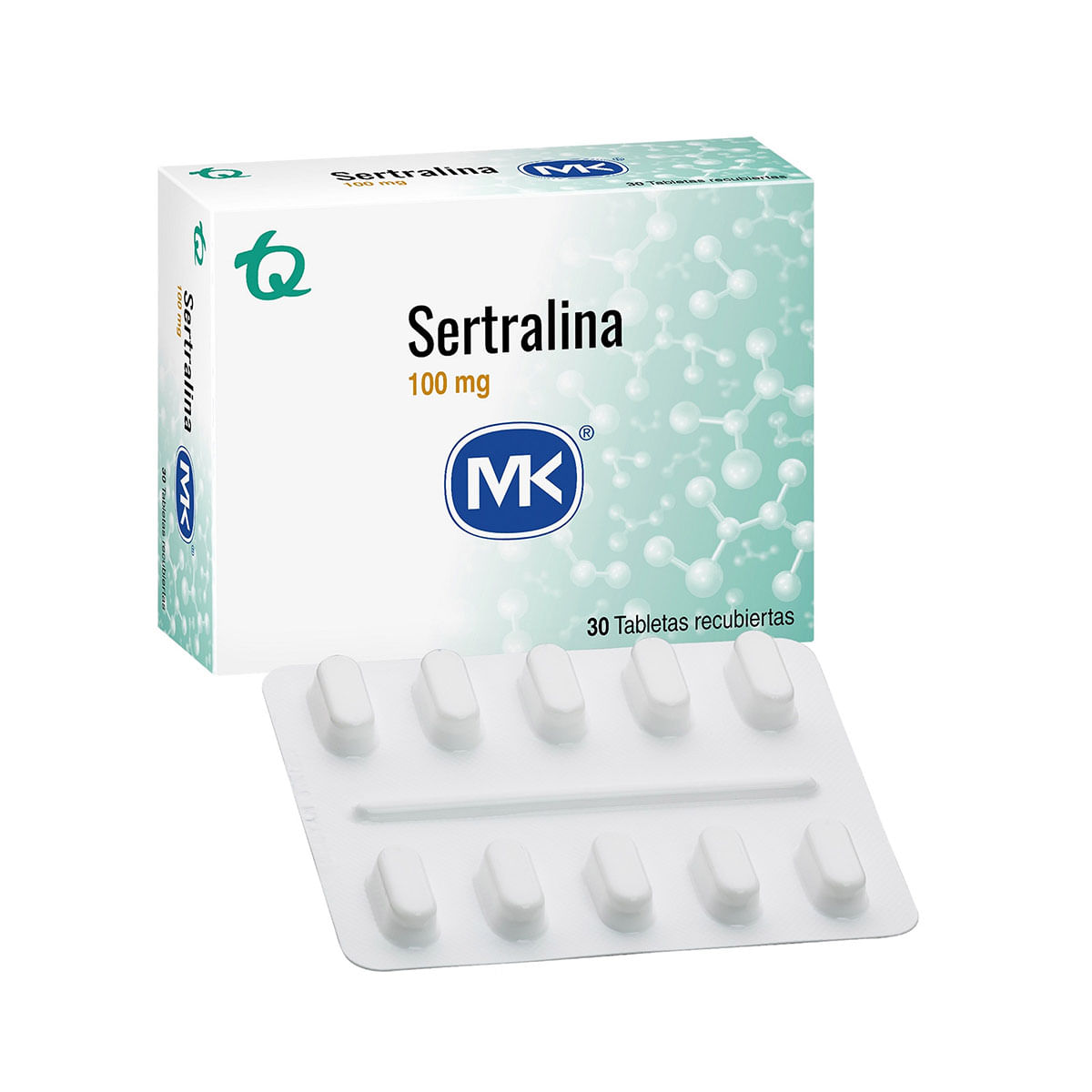 Sertralina 100 Mg Mk Caja X 30 Tabletas Cubiertas.