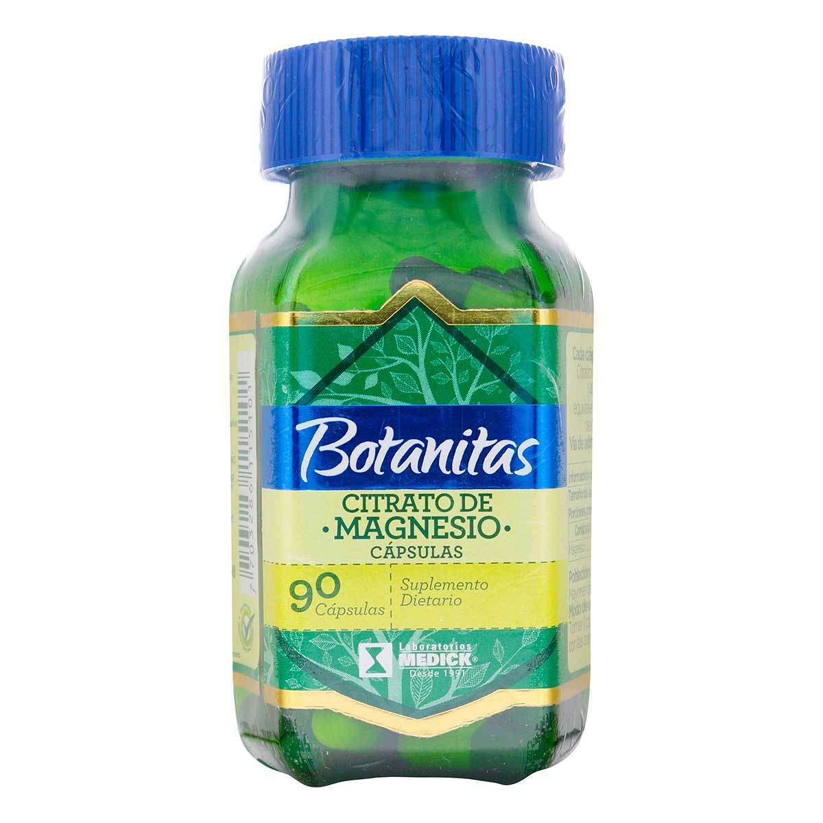 Suplemento Dietario Citrato De Magnesio Botanitas Frasco X 90 Cápsulas.