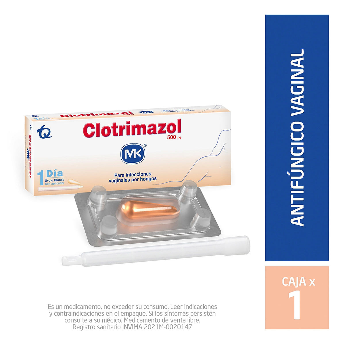 Clotrimazol 500 Mg Mk Caja X 1 Óvulo Blando.