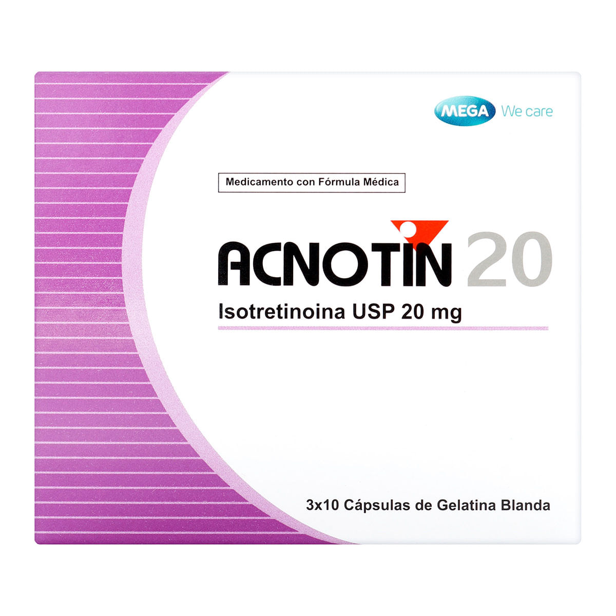 Acnotin 20 mg Mega We Care Caja x 30 Cápsulas Blandas