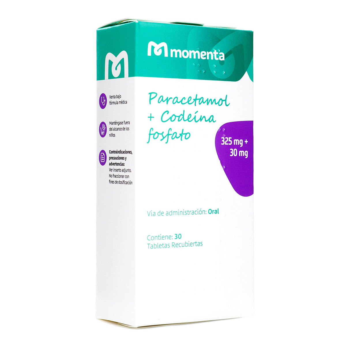 Acetaminofen+Codeina Fosfato Momenta Caja x 30 Tabletas Recubiertas
