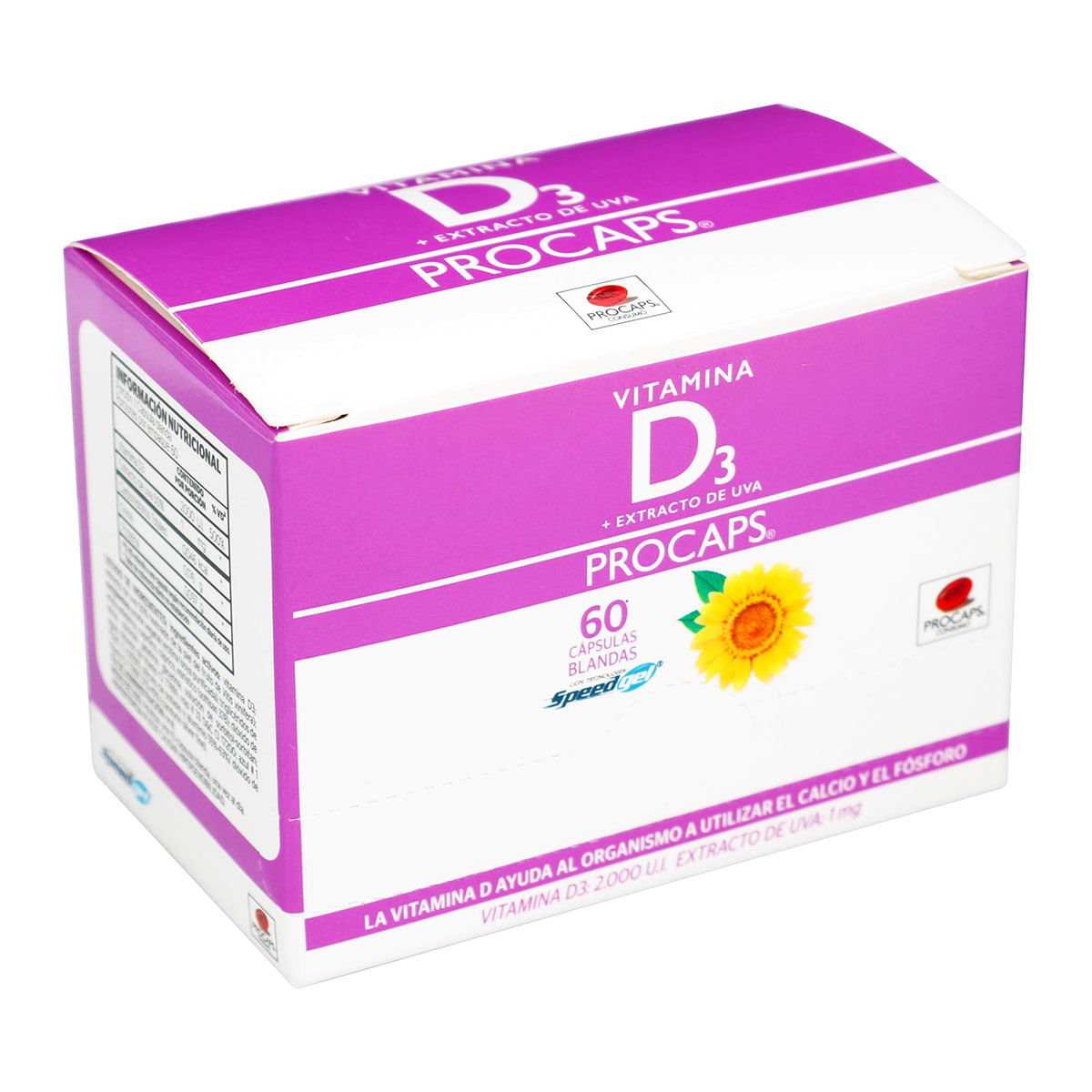 Vitamina D3+Extracto de Uva Procaps Caja X 60 Cápsulas Blandas