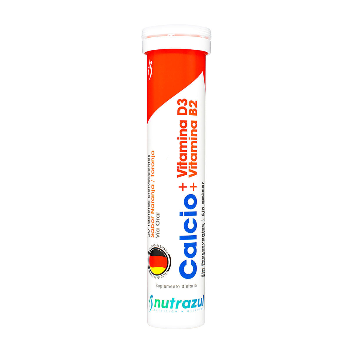 Suplemento Dietario Calcio-Vitamina D3 y B2 Nutrazul Frasco x 20 Tabletas Efervescentes