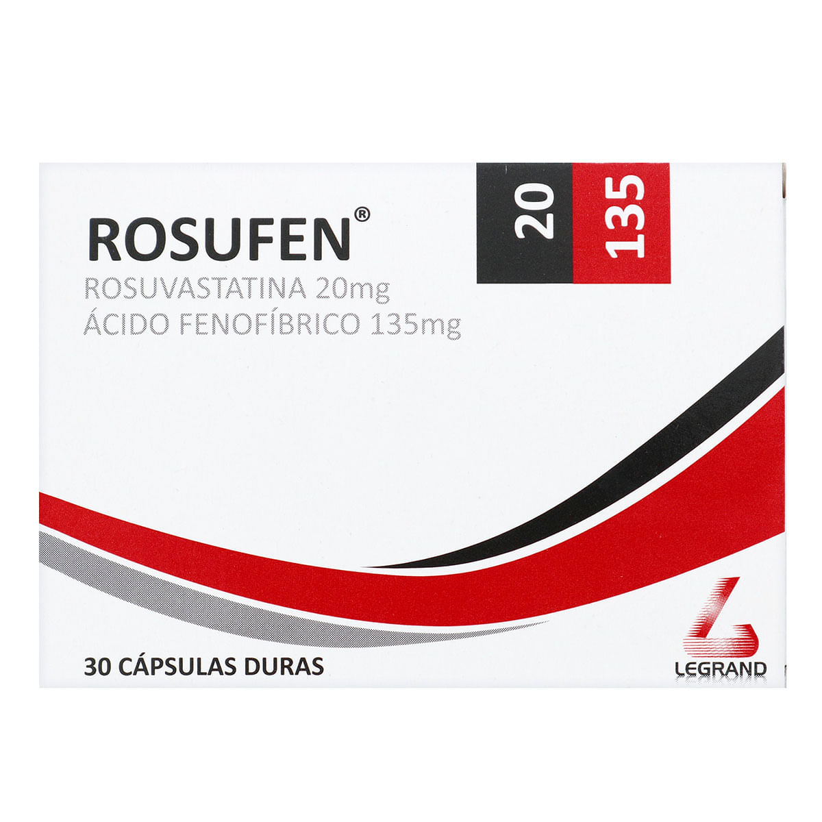 Rosufen 20/135 Rosuvastatina/Ácido Fenofíbrico Caja x 30 cápsulas duras