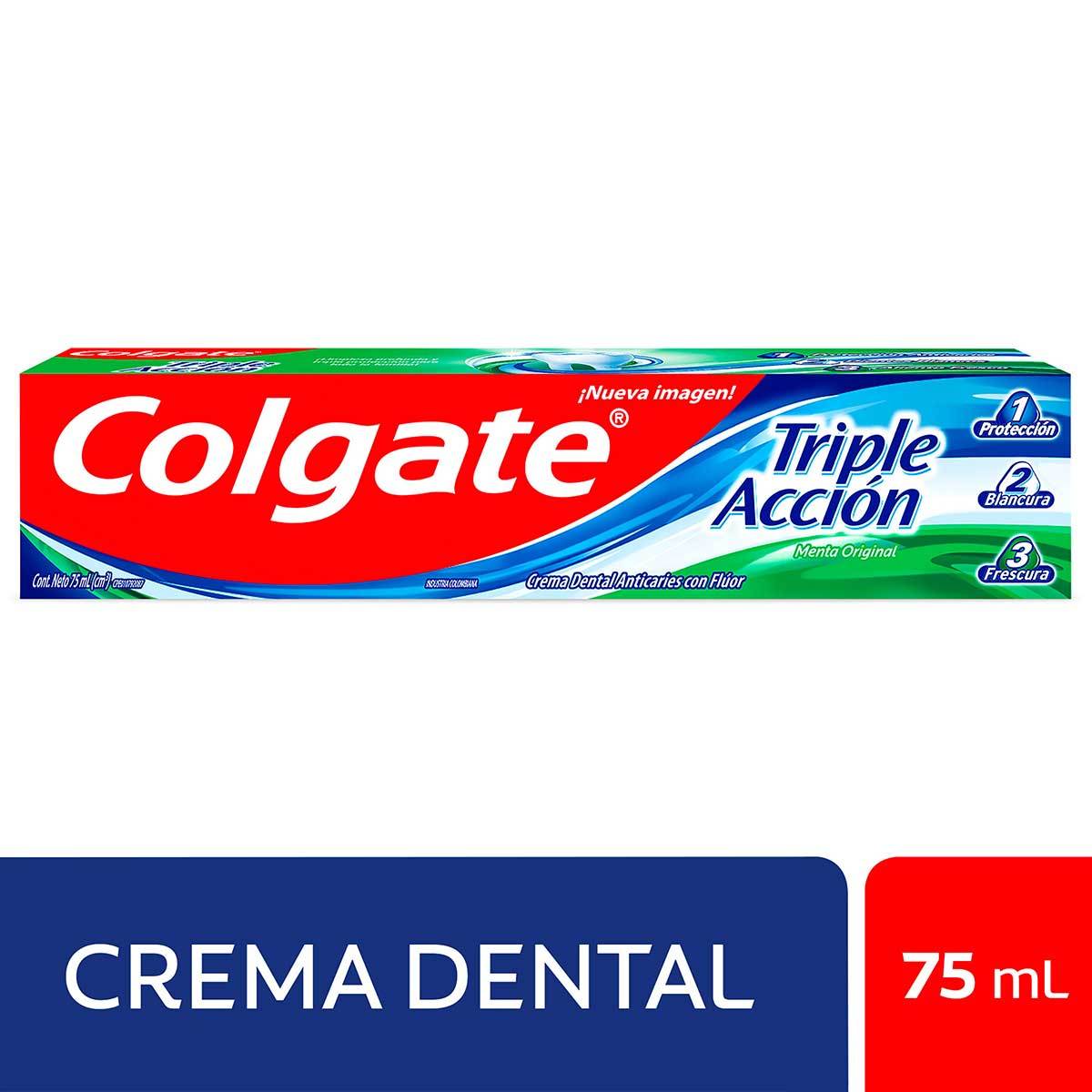 Crema Dental Colgate Triple Acción Menta Caja x 75 mL.