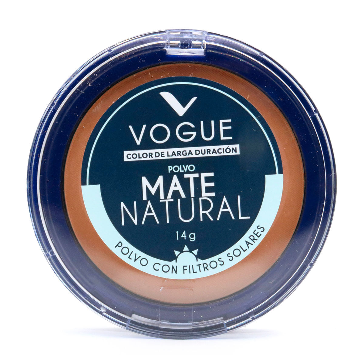 Polvo Compacto Vogue Larga Duración Mate Natural Filtro Solar Tono Arena Empaque X 14 G.