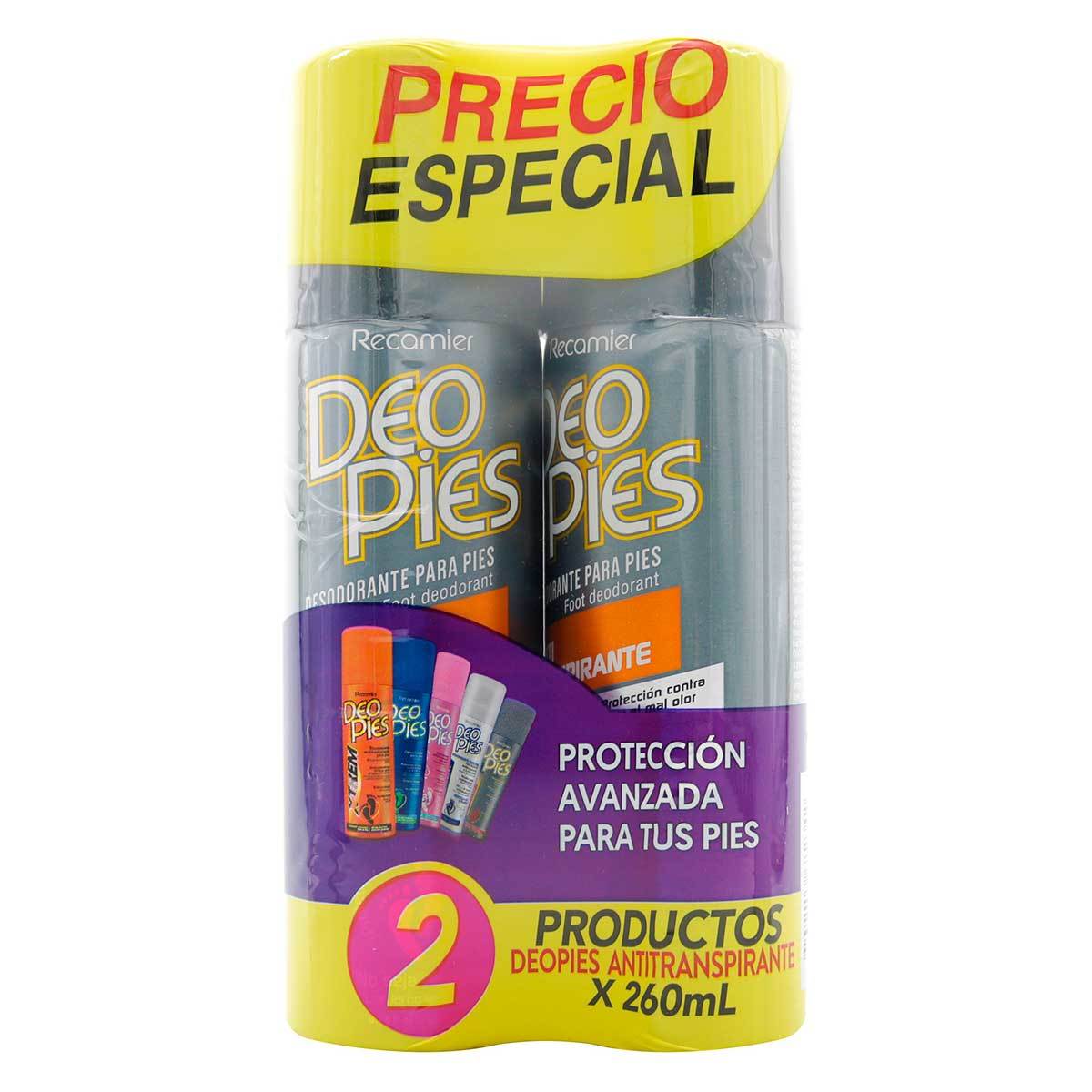 Desodorante Deo Pies Antitranspirante Spray Frasco X 260 Ml X 2 Uds Precio Especial.