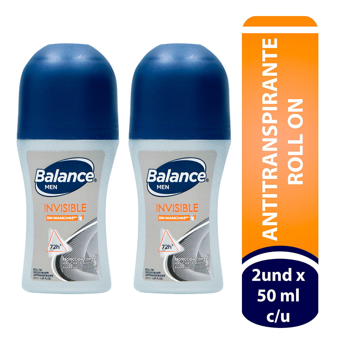 Antitranspirante En Roll On Balance Men Invisible 50 mL x 2 Uds Precio Especial