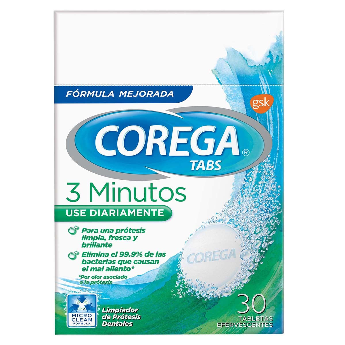 Corega Tabs Gsk Caja X 30 Tabletas Efervescentes.