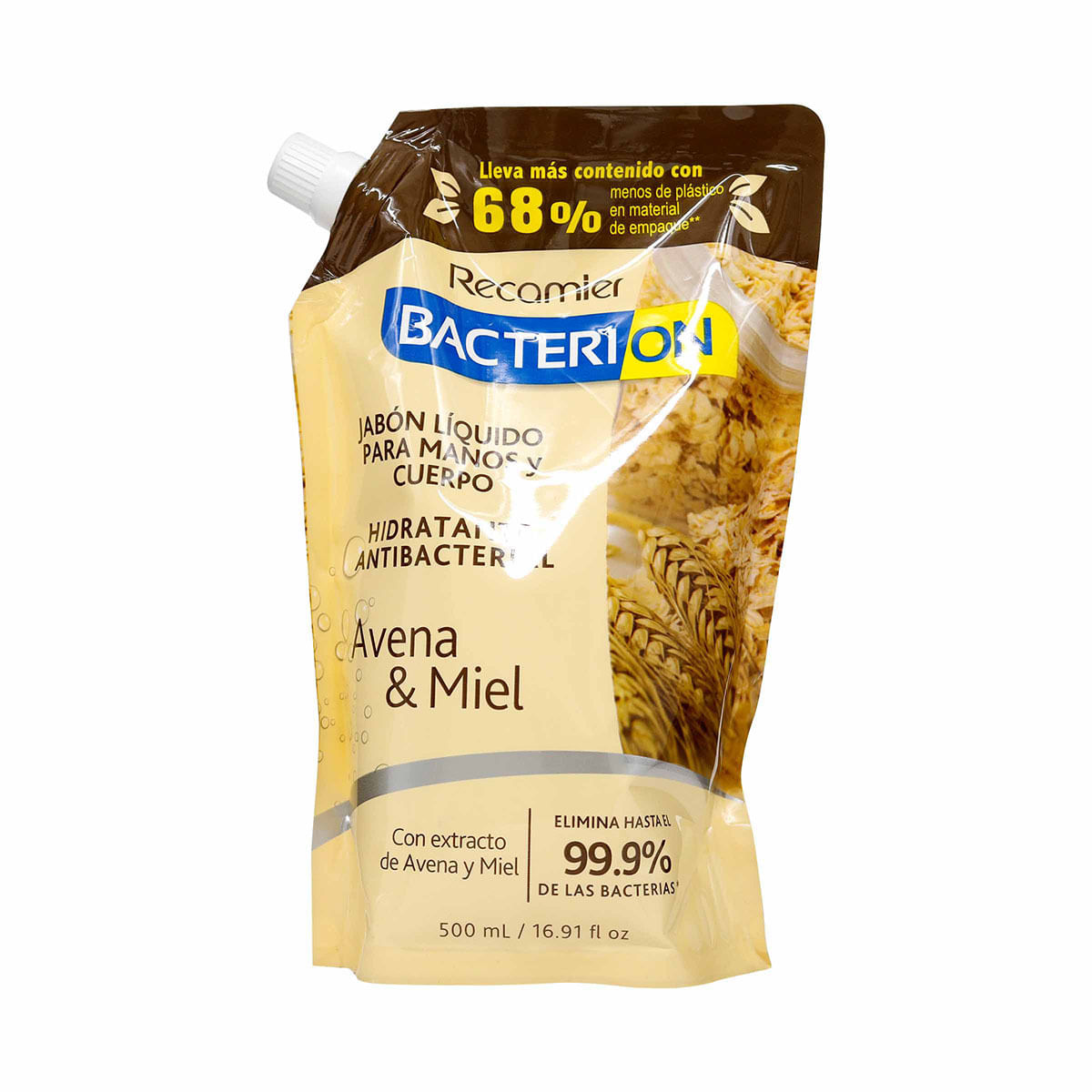 Jabón Líquido Bacterion Avena & Miel Doypack x 500 mL