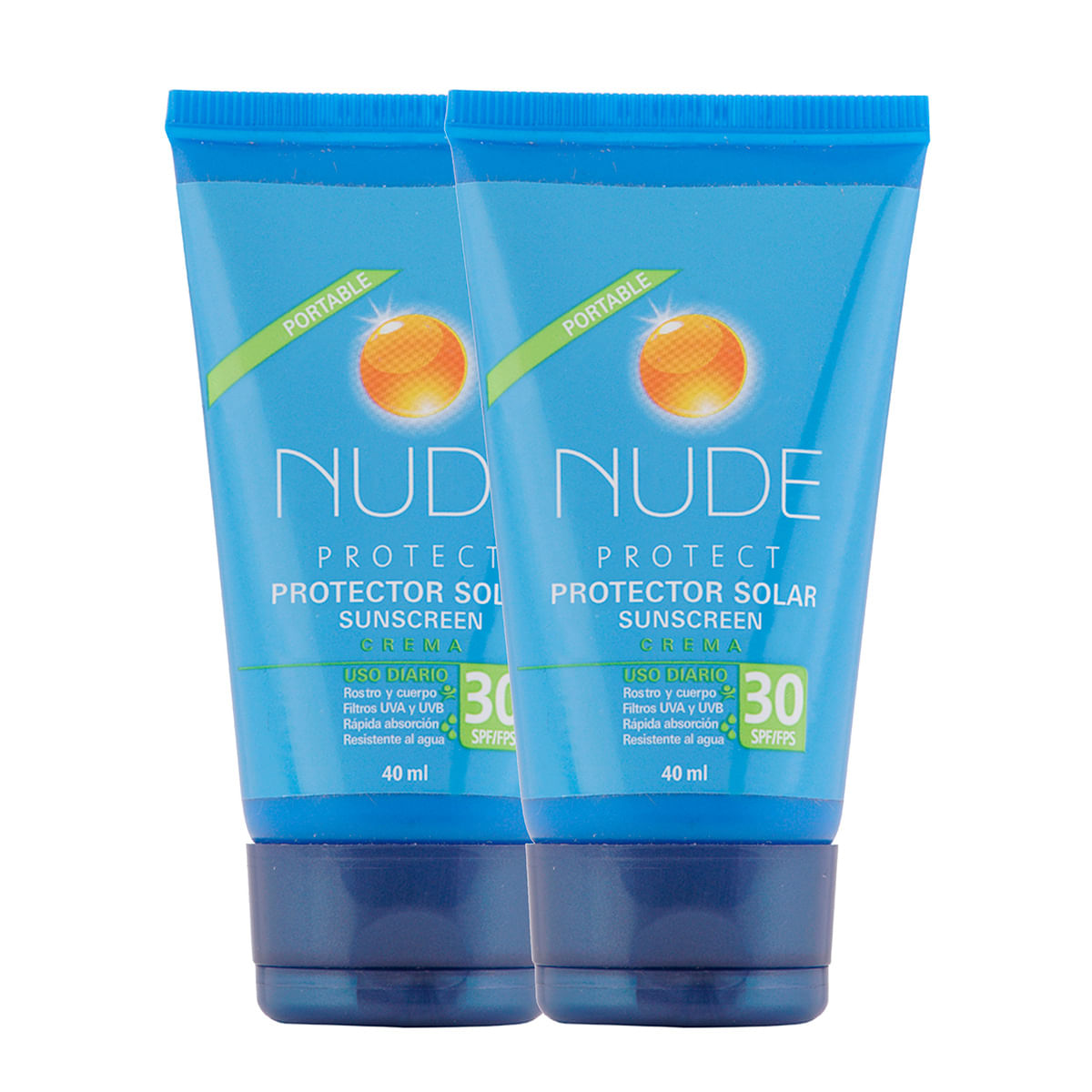 Protector Solar Nude SPF 30 en Crema Tubo x 40 mL x 2 Uds Mega Contenido