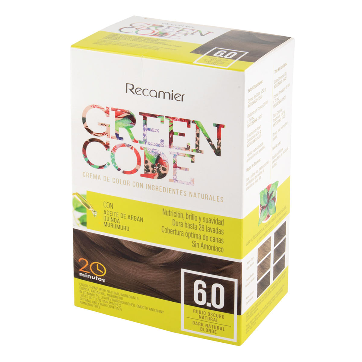 Tinte Permanente Green Code Kit 6.0 Rubio Oscuro Natural x Caja.