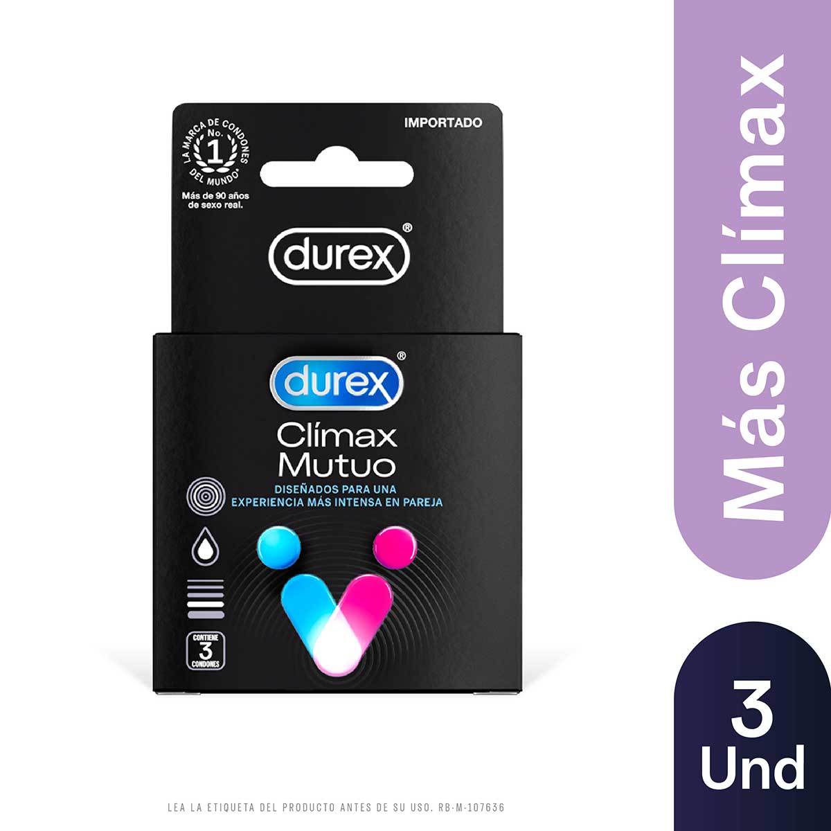Condones Durex Clímax Mutuo Caja x 3 Uds.