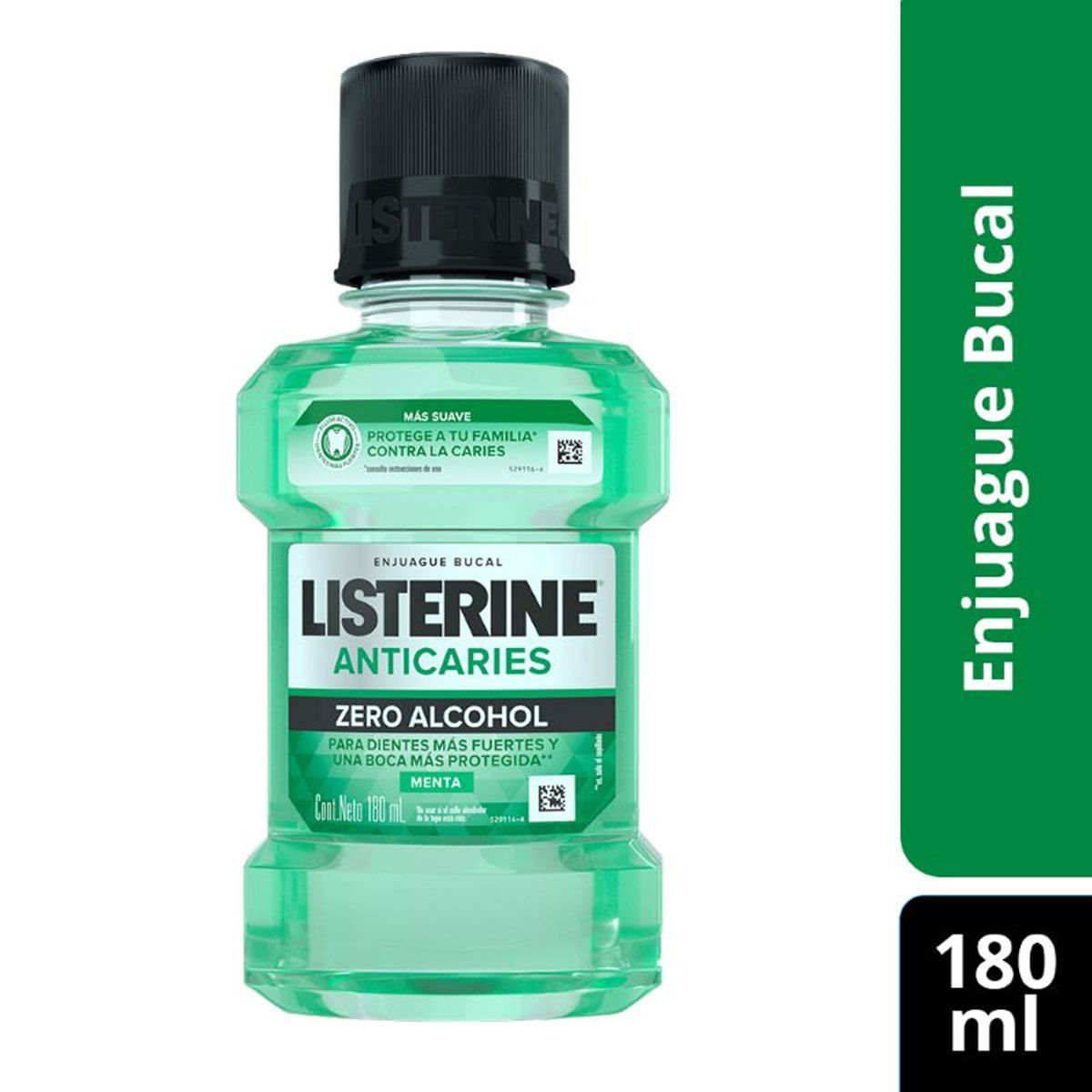 Enjuague Bucal Listerine Anticaries Zero Alcohol Menta Frasco x 180 mL.