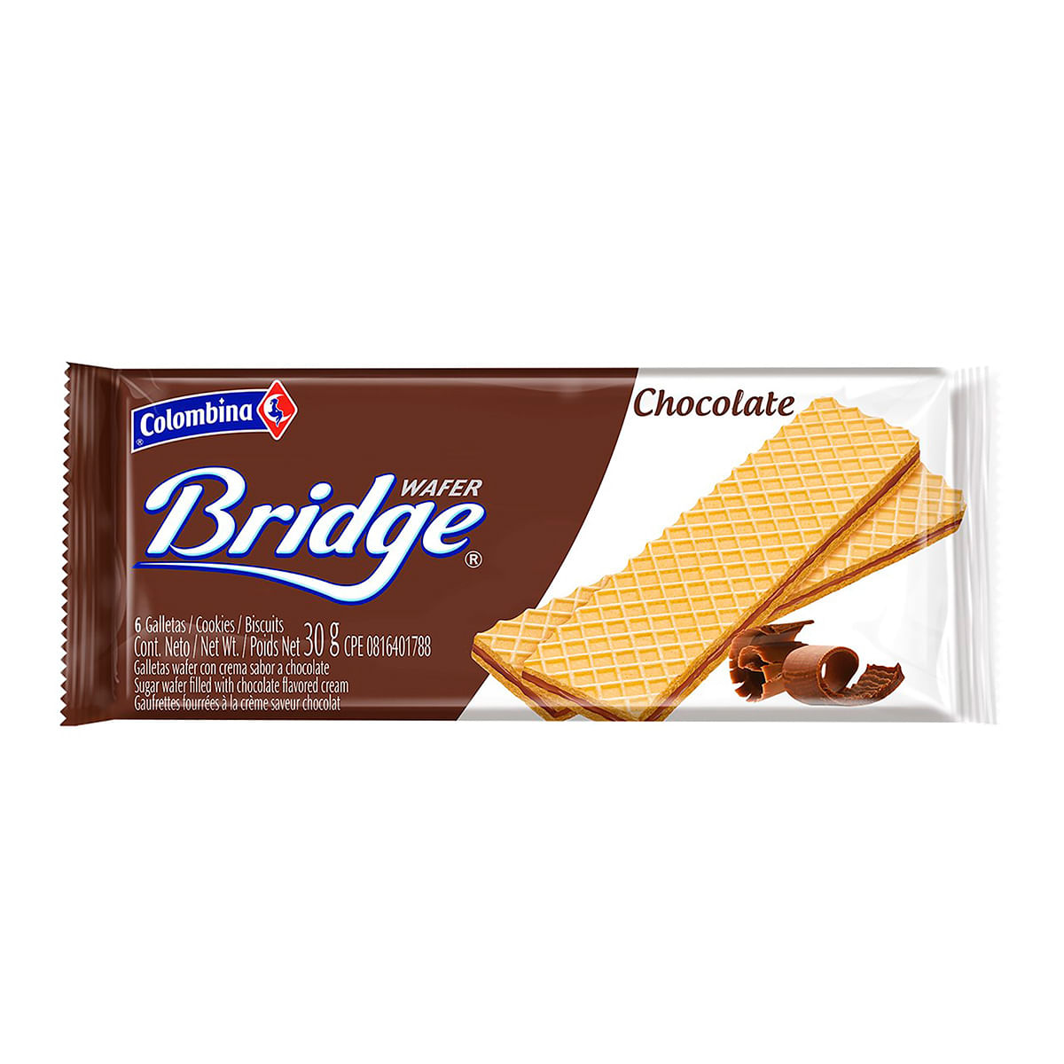 Galletas Wafer Bridge Chocolate Paquete 30g X 10 Unds