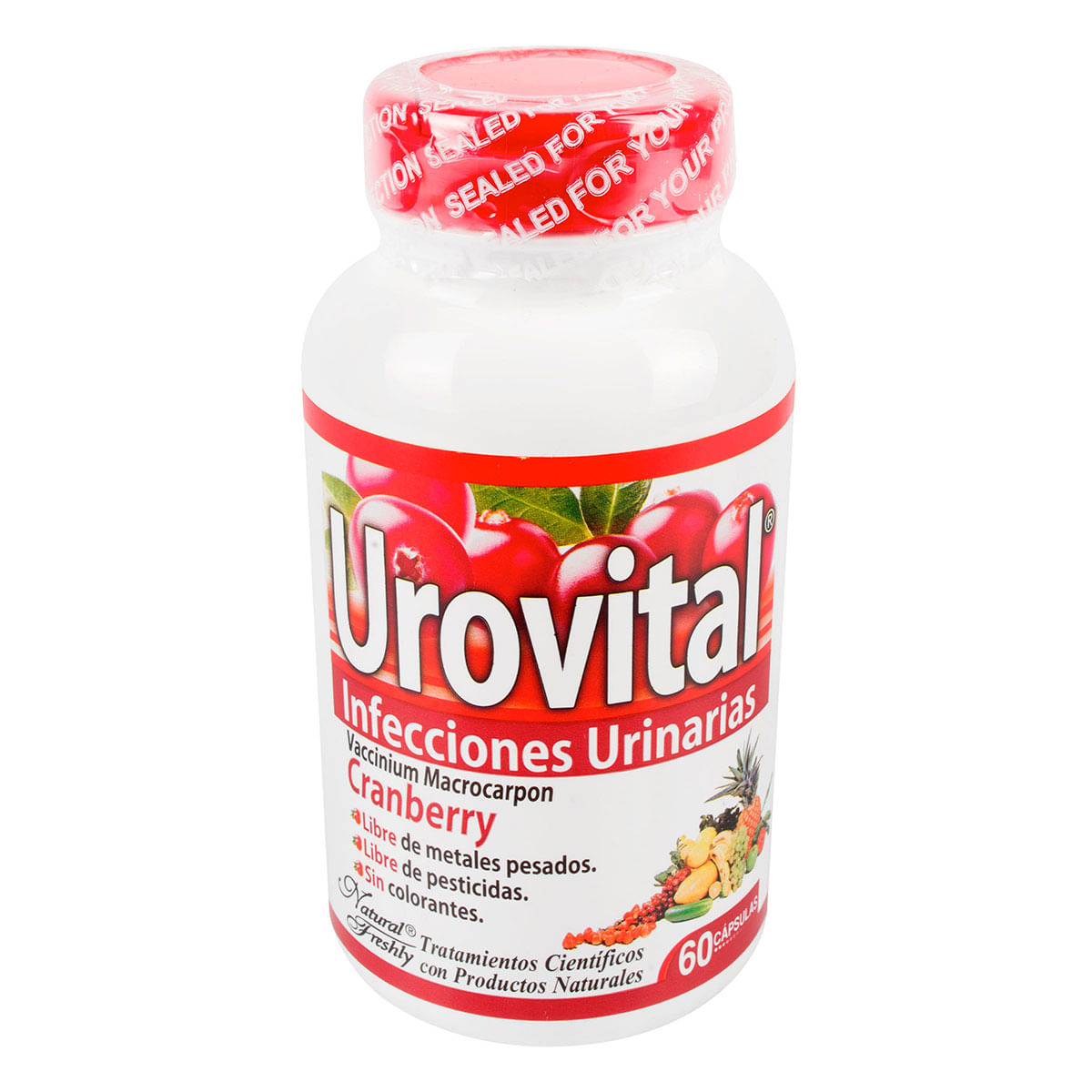 Urovital Infecciones Urinarias Natural Freshly Cranberry Frasco x 60 Cápsulas