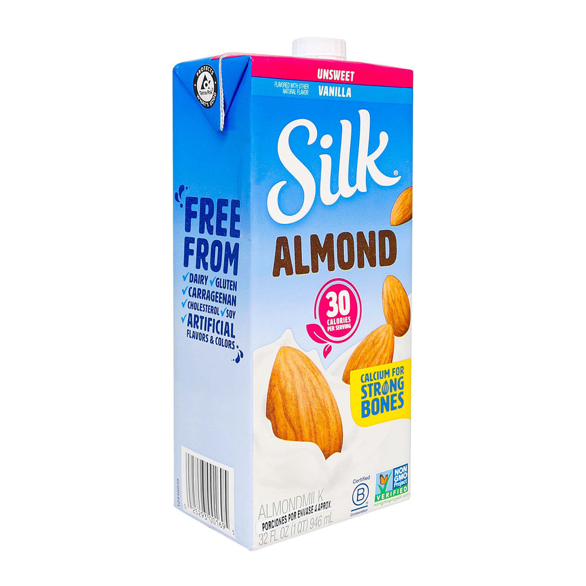 Bebida de Almendra Silk Sin Endulzante Vainilla Caja x 946 mL.