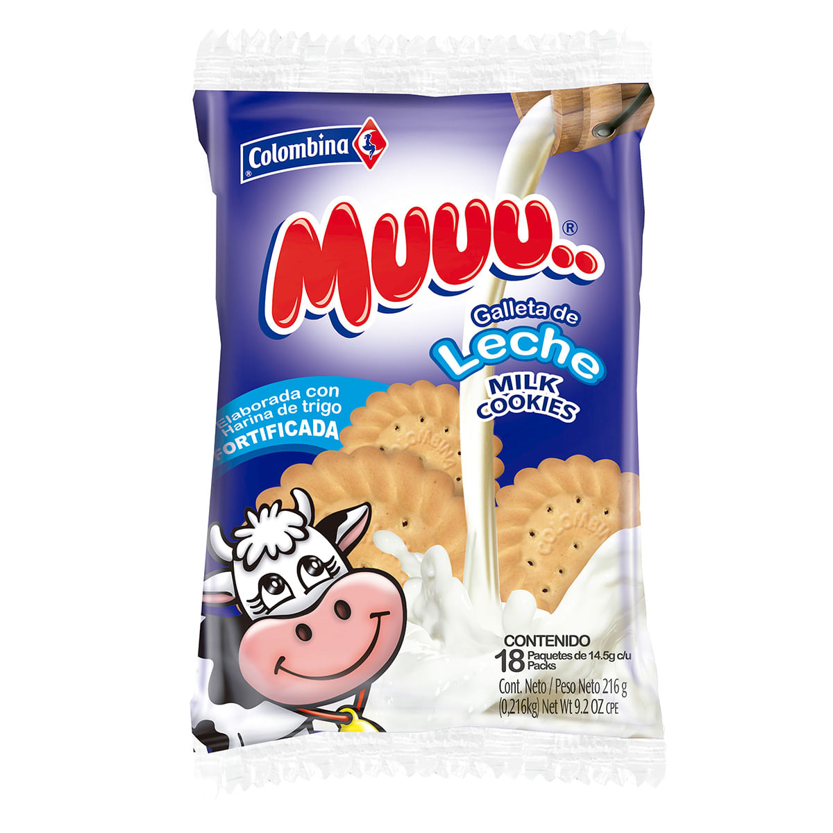 Galletas Muuu de Leche Paquete x 216 g x 18 Uds